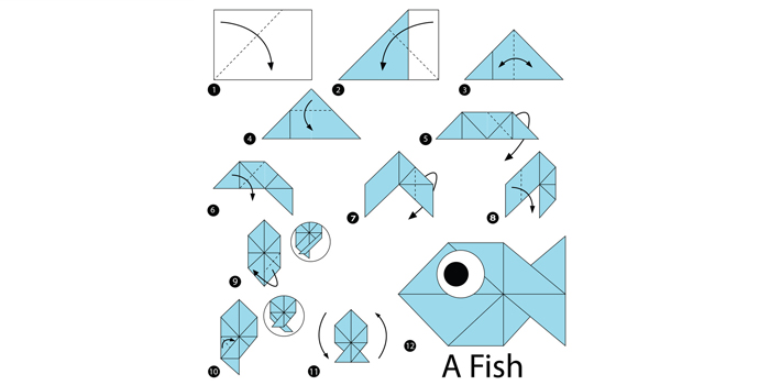 آموزش مرحله به مرحله اریگامی ماهی